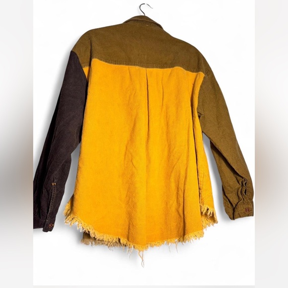 Umgee Men's Colorblock Shirt Jacket in Brown and Yellow - Picture 6 of 6